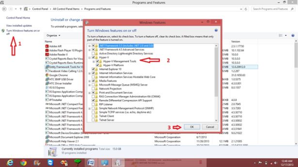 Turn Windows features